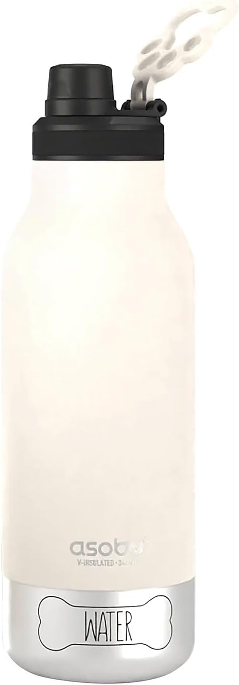 asobu Dog Barky Bottle – Insulated Stainless Steel Water Bottle with 2 Removable Dog Bowls for Food, Treats & Water – Pet-Friendly Travel Bottle for Hiking, Road Trips & Outdoor Adventures