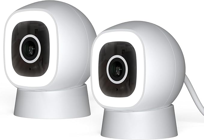 Luna 2K AI Wired Cameras for Home Security, Outdoor/Indoor, Wi-Fi 6, Smart Alerts, Color Night Vision, Spotlight/Siren, Magnetic Mount, Cloud & CVR Storage, 2-Way Audio (2-Pack, White)