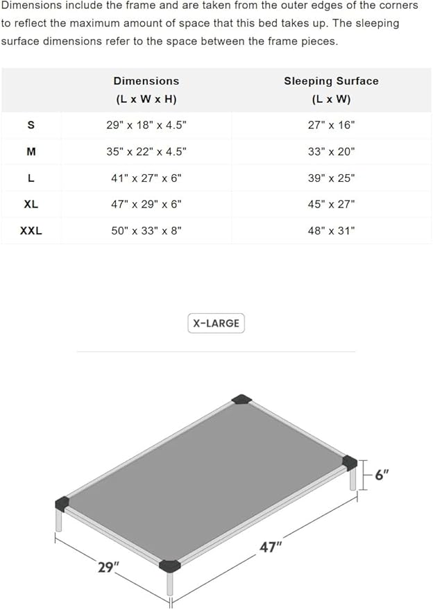 K9 Ballistics Chew Proof Elevated Outdoor Cooling Cot Bed for X Large Dogs - Virtually Indestructible, Preassembled, Withstands Aggressive Chewers - XL, Ripstop Sandstone