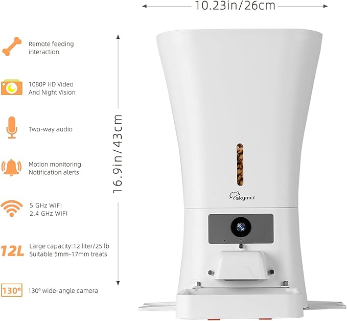 12L Smart Automatic Dog Feeder Large Breed with Camera, 5G WiFi Automatic Cat Feeders Food Dispenser 1080P Full HD Pet Camera Treat Dispenser with Night Vision and 2-Way Audio