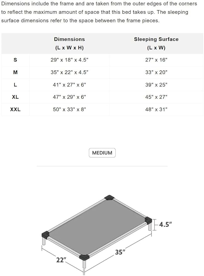 K9 Ballistics Chew Proof Elevated Outdoor Cooling Cot Bed for Medium Dogs - Virtually Indestructible, Preassembled, Withstands Aggressive Chewers - M, Black Mesh