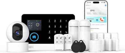 LWOHSI Home Alarm System with 2MP HD Security Camera,Wireless Home Alarm Kits with Door/Window Sensors,4G SMS/Tuya APP Alerts,Work with Alexa,Easy DIY Customized Installation for Home,Villa,Apartment