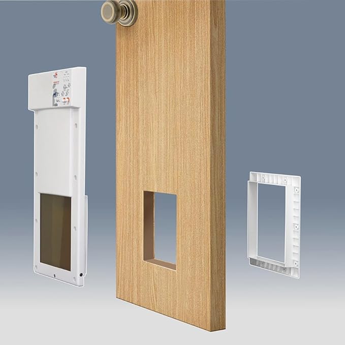 Power PET® Automatic Pet Door by High Tech Pet • Large Door Mount for Pets to 100 lb • 4 Way Access • Dual Range Control • Deadbolt Security • Directional Sensing • Air Tight • US Customer Service