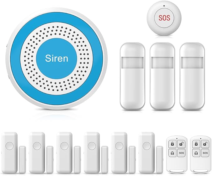LWOHSI Home Security Alarm,Smart Home Alarm System with Door/Window Sensors and Motion Detectors,Wireless Burglar Alarm Kits with APP Real-Time Alerts,Compatible with Alexa & Google,No Monthly Fee