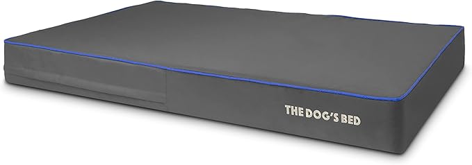 The Dog’s Bed Orthopedic Memory Foam Dog Bed, XXL Grey & Blue 54x36, Pain Relief for Arthritis, Hip & Elbow Dysplasia, Post Surgery, Lameness, Supportive, Calming, Waterproof Washable Cover