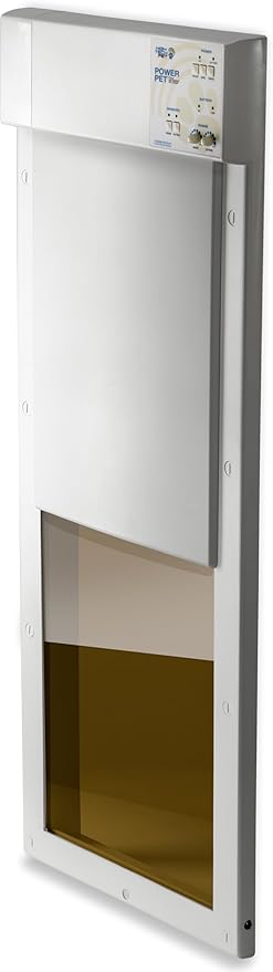 Genuine Power Pet® Fully Automatic Pet Door from High Tech Pet Brand. Pet Collar Operated, 4 Way Access, Directional Sensing, Dead Bolt Lock, Air Tight, Quick, Quiet Operation, USA Customer Service