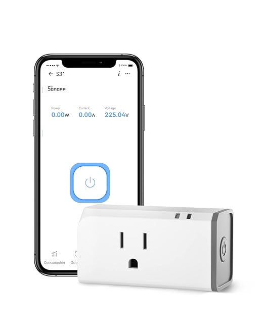 SONOFF S31 WiFi Smart Plug with Energy Monitoring, 15A Smart Outlet Socket ETL Certified, Work with Alexa & Google Home, IFTTT Supporting, 2.4 Ghz WiFi Only (1-Pack)