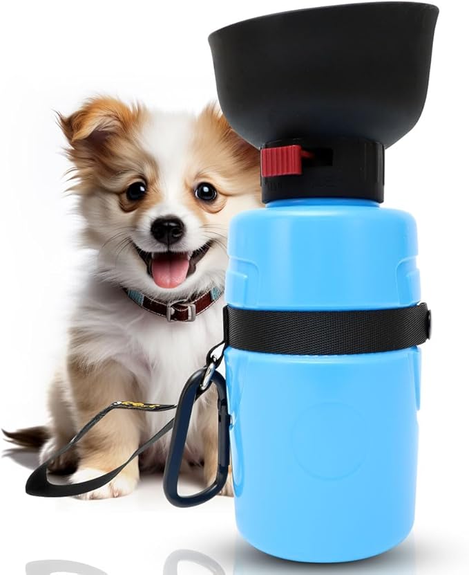 Buddy’s Best 21oz Dog Water Bottle Upgraded – Outdoor Collapsible Water Bowl Cup for a Trip, Hiking, Walking, Traveling – Adventure and Pet Travel Essentials – Doggy Hydration Gadgets (Blue)