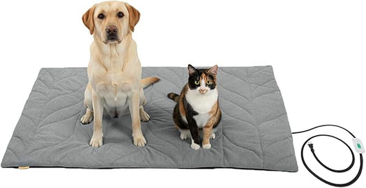 Dog Heating Pad (48"x28") - Waterproof Electric Heated Mat & Pet Bed for Indoor and Outdoor Use, Chew Resistant Cord, Machine Washable Cover with Wheat Pattern Quilting, for Cats and Pets