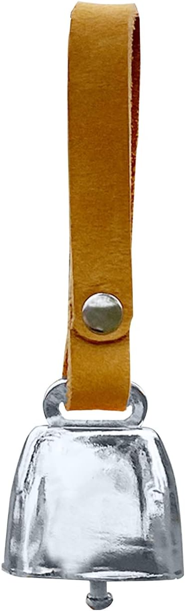 Dog Collar Copper Bell Pet Tracker Noise Maker/Leather Crafters Country Grazing Cow Bell for Pet Anti-Lost Pendant ID Tags for Pet Training Tracker Christmas New Year’s Eve(M)(Silver)