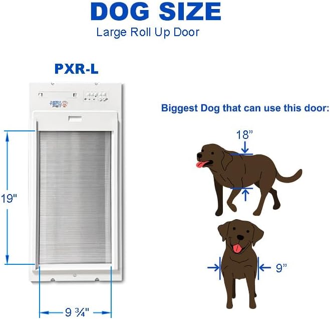 Power Pet Automatic ROLL UP Door by High Tech Pet Brand - Motorized Panel Rolls Up - Pet Operated - Remote App Control - 24/7 Exit & Entry Timers (Wall Mount, Large)