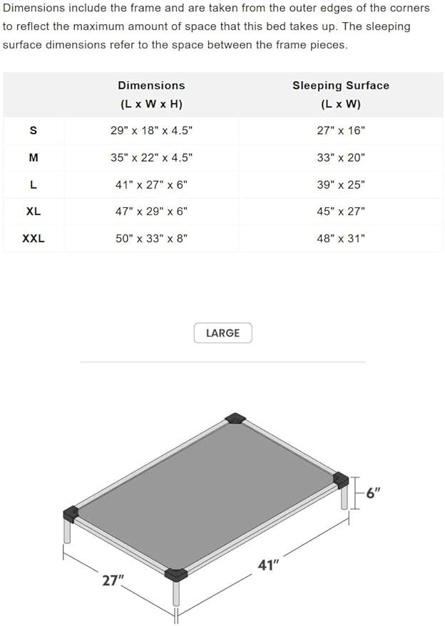 K9 Ballistics Chew Proof Elevated Outdoor Cooling Cot Bed for Large Dogs - Virtually Indestructible, Preassembled, Withstands Aggressive Chewers & Diggers - L, Gray Vinyl