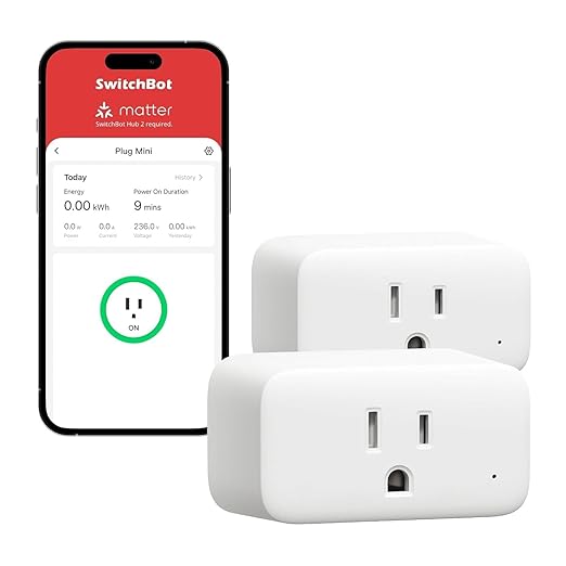 ใ2025 Newใ SwitchBot Smart Plug Mini 15A(2 Pack), Energy Monitor, Smart Home WiFi(2.4GHz) & Bluetooth Outlet, Compatible with Alexa & Google Home, APP Remote Control & Timer Function, No Hub Required