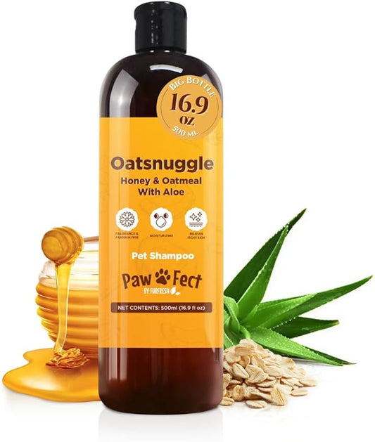 Honey & Oatmeal 16.9 oz Pet Shampoo for Dogs, Soothing Natural Formula with Colloidal Oatmeal, Aloe & Honey - Relieves Itchy Dry Skin, No Sulfates or Parabens, Gentle, Chamomile Scented