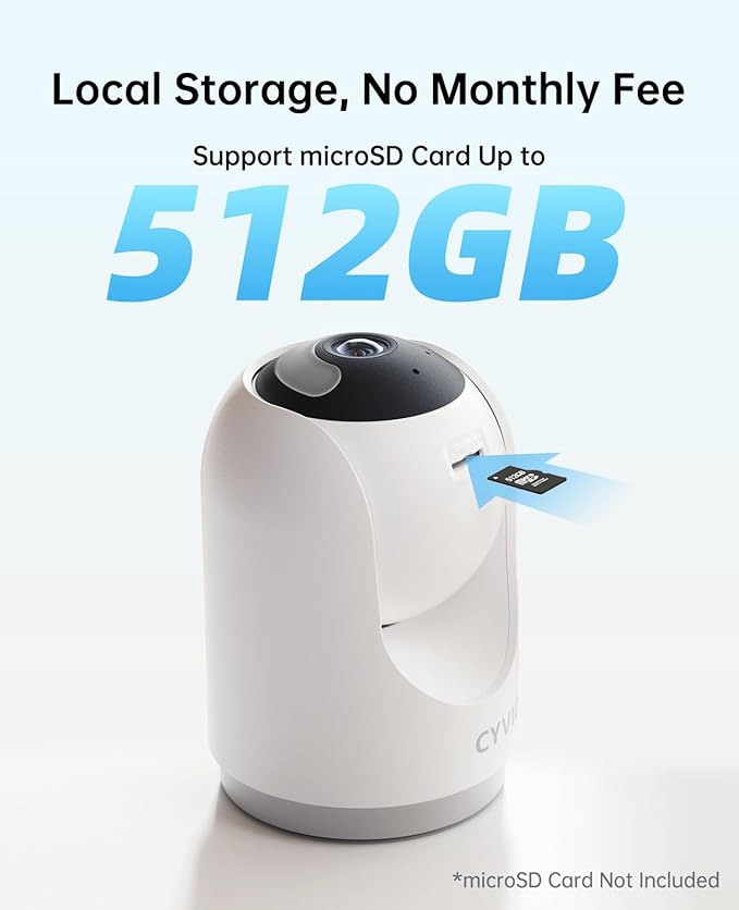 5MP Indoor Security Camera, 3K Pan-Tilt WiFi Surveillance Camera with AI Motion Detection, Human Tracking, Color Night Vision, 2-Way Audio, Bluetooth Setup, No Subscription, for Baby/Pet/Home