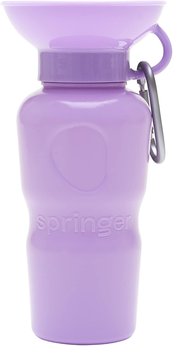 Springer by Springland Dog Water Bottle | Portable Travel Water Bottle Dispenser for Dogs | Dog Gift Seen on Oprah's Favorite Things, Shark Tank | Leak-Proof Bottles | BPA-Free 22oz Lilac