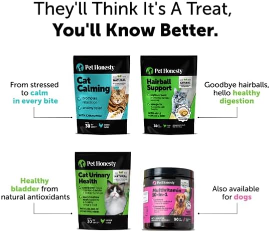 Cat Multivitamin Crunchy & Creamy Chews - Cat Treats for Health + Immune, Joint Support, Skin & Coat, & Digestion - Vitamins with Omega 3s, Lysine & Probiotics (30 Day Supply)