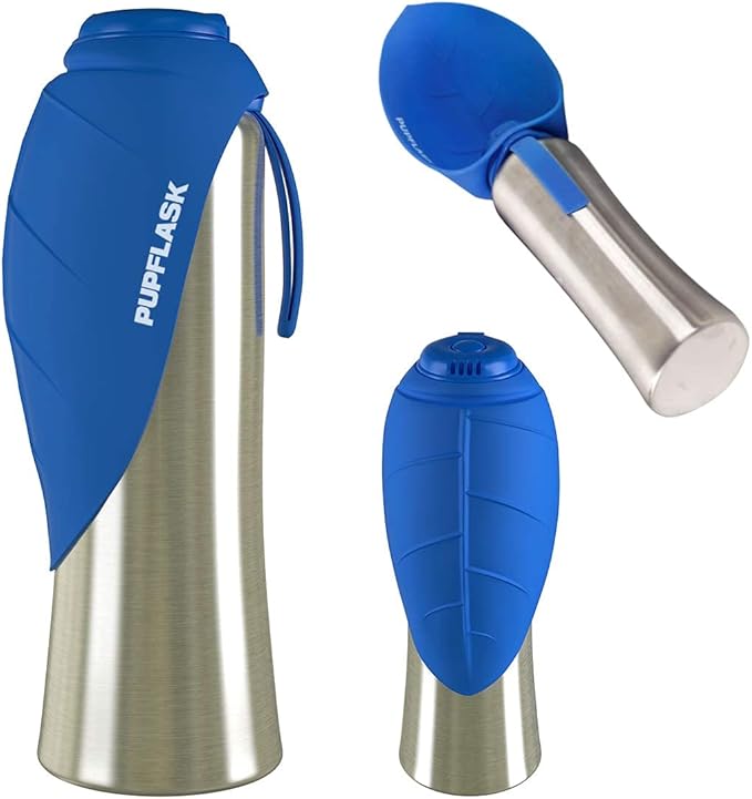 PupFlask Large Dog Water Bottle | 27 or 40 OZ Stainless Steel | Convenient Dog Drink Dispenser | Puppy Travel Water Bowl | Portable Pet Hydration Bottle | Leak Proof | Perfect Size For All Breeds