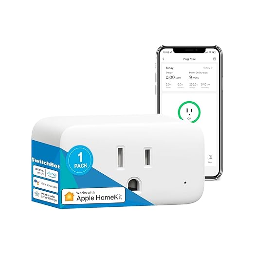 ใ2025 Newใ SwitchBot HomeKit Smart Plug Mini 15A, No Hub Required, Energy Monitor, WiFi(2.4G Only) Outlet Works with Apple HomeKit, Alexa, Google Home, App Remote Control & Timer Function(1 Pack)