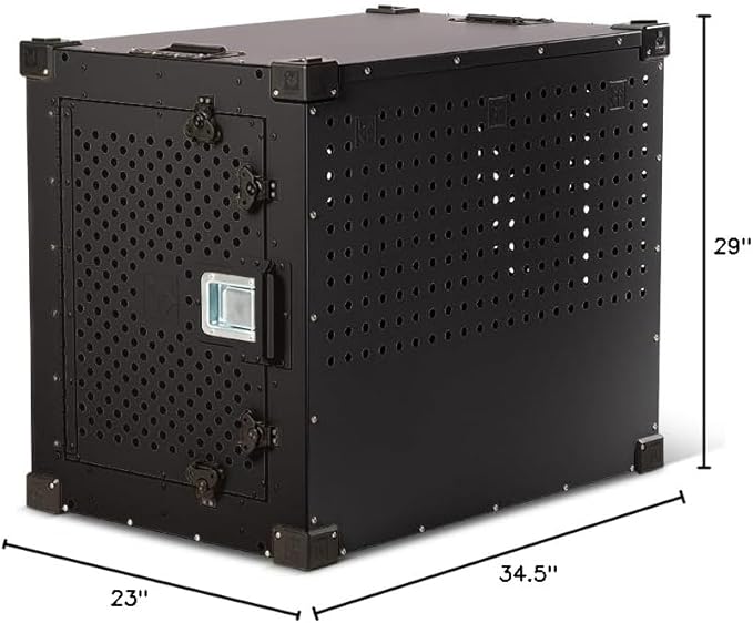 Impact Indestructible High Anxiety Crate for Intermediate Dogs - Heavy Duty Escape Proof Indoor Dog Kennel with Powder-Coated Aluminum - Ideal for Escape Artists (Black, 34" (34.5" L x 23" W x 29" H)