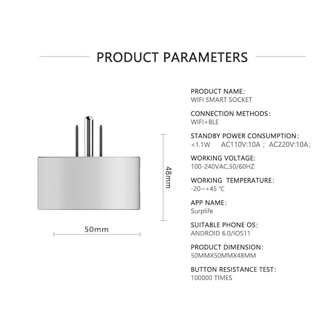 Smart Plug, Wi-Fi Outlet Socket Compatible with Alexa and Google Home, Automate APP, Timer Function, Voltage Measurement Function, (4 pcs)