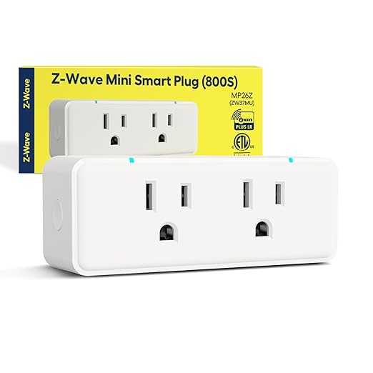 Minoston 800 Series Zwave Dual Outlet Plug, On/Off Z-Wave Repeater Switch with 2 Individual Control Sockets, Hub Required, Z Wave LR Smart Plugs Compatible with SmartThings, Hubitat, Fibaro (MP26Z)