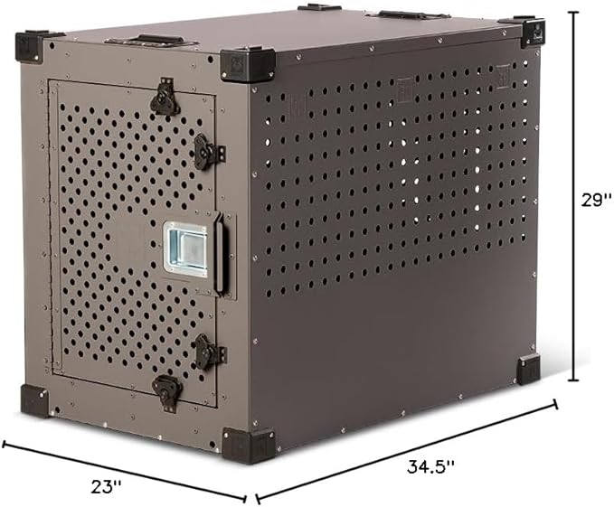 Impact Indestructible High Anxiety Crate for Intermediate Dogs - Heavy Duty Escape Proof Indoor Dog Kennel with Powder-Coated Aluminum - Ideal for Escape Artists (Gray, 34" (34.5" L x 23" W x 29" H)