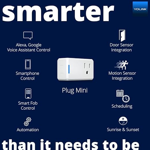 YoLink Mini Plug, 1/4 Mile World's Longest Range Smart Home Plug Mini Outlet Compatible with Alexa Google Assistant IFTTT App Remote Control Home Appliances from Anywhere- YoLink Hub Required