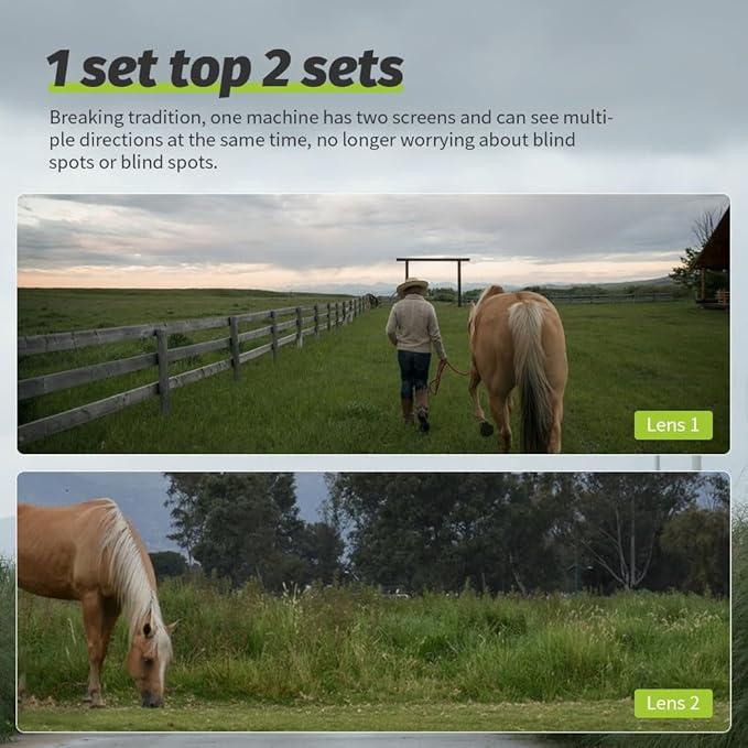 1080P Dual Lens Indoor Outdoor Security Camera,2MP WiFi Cameras for Home,Waterproof,AI Detection,Color Night Vision,Two-Way Audio