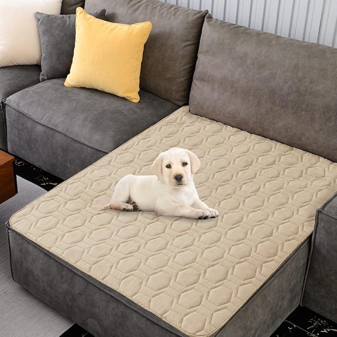 Waterproof and Non-Slip Dog Bed Cover and Pet Blanket Sofa Pet Bed Mat ,car Incontinence Mattress Protectors Furniture Couch Cover for Most Cats Dogs,Pets(82x102-Beige)