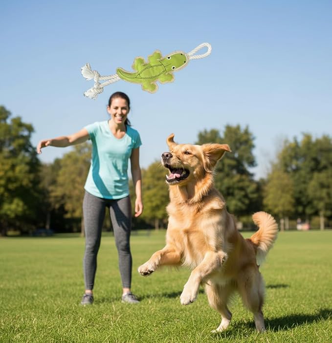 Eco Leather Crocodile Toy Natural and Tough Dog Toys - Long Lasting Chew Toys for Aggressive Chewers - Strong Dog Toy for Dogs and Puppy