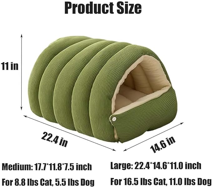 CutyPet Winter Cave, Cozy Covered Dog Bed with Removable Washable Cover, Enclosed Plush Warmth for Small Large Dogs Cats, Calming Security Pet Den for Indoor Outdoor Use(White,M)