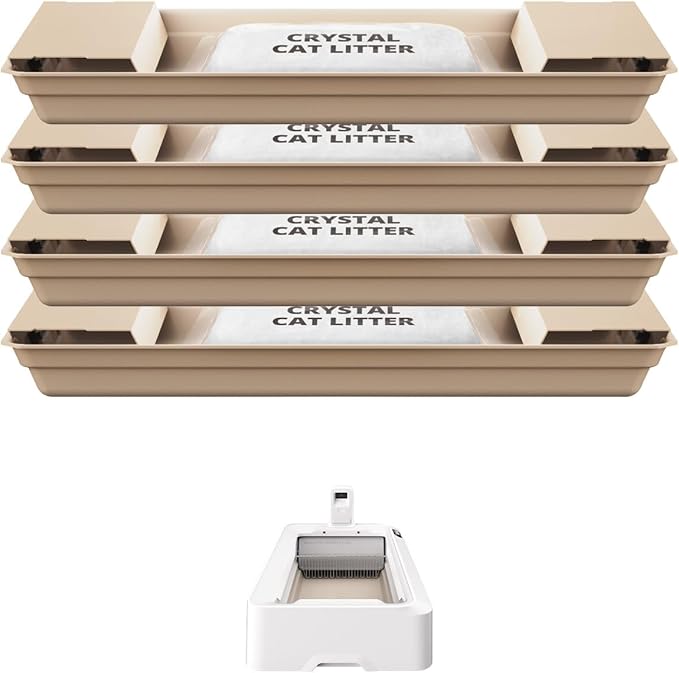 PETKIT Crystal Cat Litter with Tray, Suitable for Purobot Crystal Duo Self Cleaning Cat Litter Box, Dust-Free Mess-Free No Refilling, Odor Control, 4.5lbx4 Packs