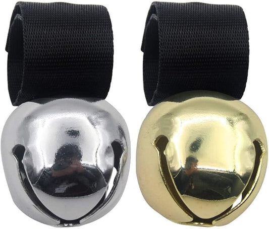 SCENEREAL Dog Collar Bell for Training, Hiking, Walking, Hunting, Pet Tracker, 2 Pack 1.0" Extra Loud Pet Bell for Save Wildlife and Birds (Bear Bell, Cow Bell) Gold | Silver for Small Medium Dogs