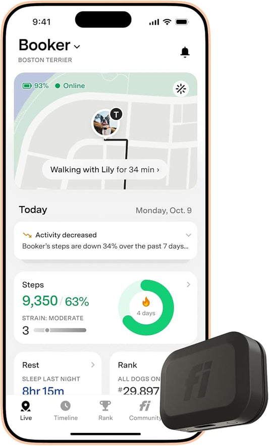 New Fi Mini GPS Tracker for Dogs, Cats, Small Pets –
Universal Collar, Lightweight, Virtual Fences, Escape Alerts, Step & Health Tracking, Waterproof – 6-Month Membership Included