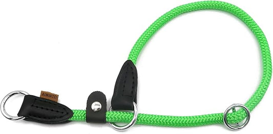 Braided Round Martingale Dog Collar, Training Collar with Slidable Stop Ring and Adjustable Stopper - Ideal for Medium Dogs (M(1/3") - 18" Long, Light Green)