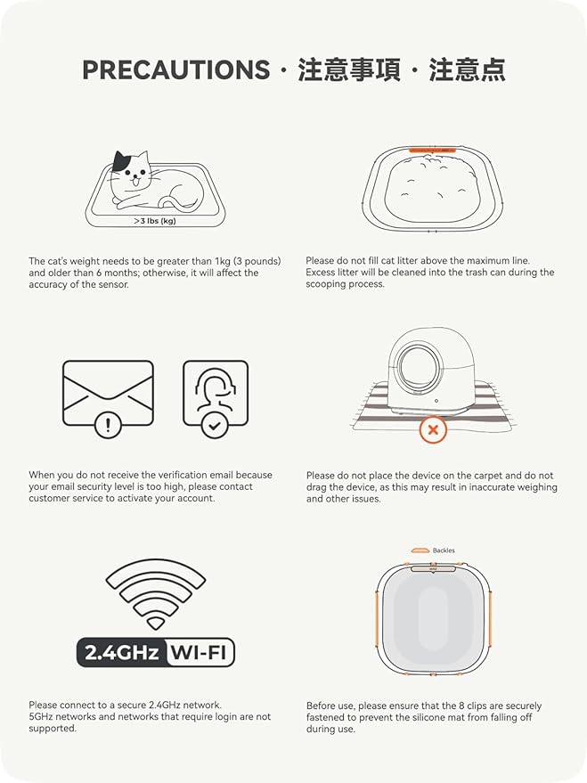 HHOLOVE TYPro Self Cleaning Cat Litter Box Automatic Hands-Free Smart Robot self Cleaning Cat Litter Box for Multiple Cats with APP Control Safe with Litter Mat Waste Bags and Deodorizer