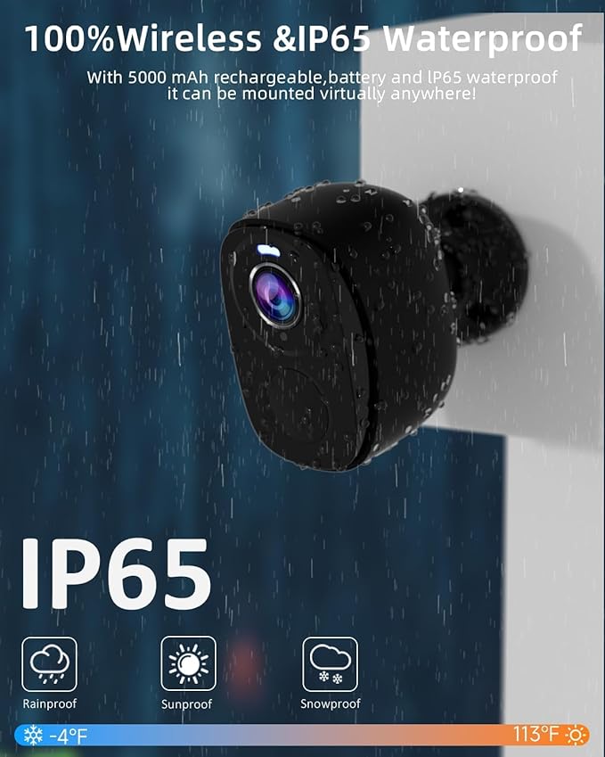 ELECCTV 5G/2.4G WiFi Security Cameras Wireless Outdoor, 2K Battery Powered WiFi Cameras with AI Motion Detection Spotlight Siren,Color Night Vision, 2-Way Talk, IP65, Cloud/SD Storage, Works w/Alexa