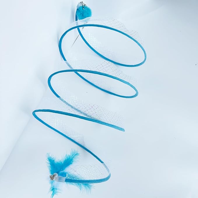Self Play Cat Hunting Spiral Tunnel Toy, Folded Cat Spring Tunnel Toys for Indoor Cats (Blue)