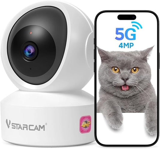 VSTARCAM 5G Security Camera Indoor, 4MP 2.5K Pet Camera with Speaker for Dog/Cat, Baby Monitor with Phone App, Dual-Band WiFi, Auto Tracking, IR Night Vision, 2-Way Talk, Cloud & SD Card Storage