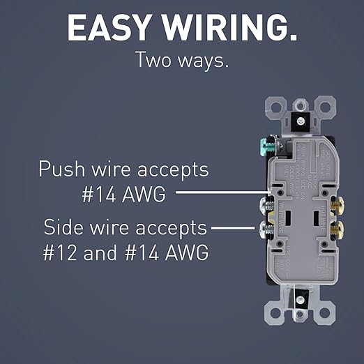 Legrand radiant 885BKCC12 15 Amp Decorator Duplex Outlet, Side Wire or Push Wire, Black (1 Count)