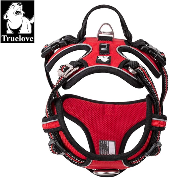 TRUE LOVE Dog Harness No Pull Nylon Reflective Pet Harness Adjustable Comfortable Control Step-in Brilliant Colors Truelove TLH56512 XS Red