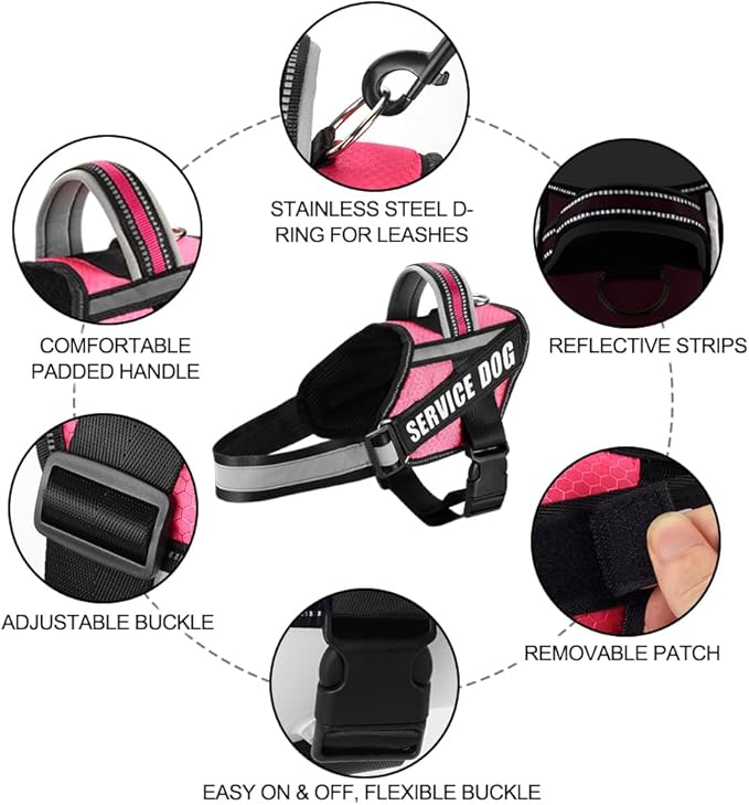 Dog Vest Harness and Patches Set, Animire in Training Service Dog Harness with 10 Dog Patches, Reflective Dog Vest with Handle for Small, Medium, Large, and Extra-Large Dogs