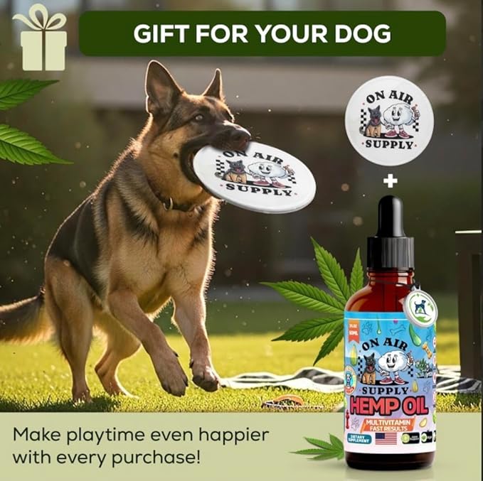 Hemp Oil for Dogs - 2FL/60ML Assists Dogs with Anxiety, Pain, Stress, Sleep, Arthritis, Seizure Relief - Supports Joint Health - Soothing Treats - Made in USA