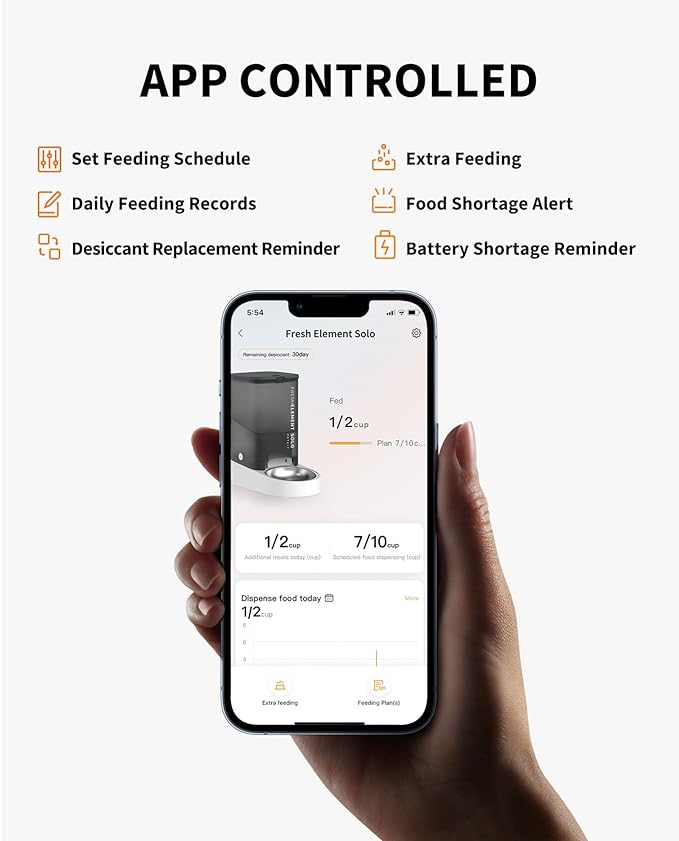 PETKIT Automatic Cat Feeder, 2.4G WiFi Automatic Dog Feeder, App Control Pet Food Dispenser with Triple Fresh-Lock System, Up to 10 Meals Per Day, Schedule Feeding, Food Shortage Alert, 3L Capacity