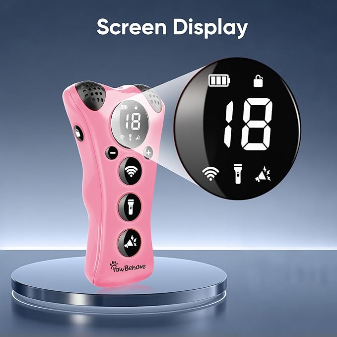 Ultrasonic Dog Bark Deterrent Device β10-Level Adjustable Anti Barking Trainer with Flashlight, Strobe, E-Clicker(18 Whistle Sounds)βNo Shock, Collar-Free Dog Behavior Correction Devices