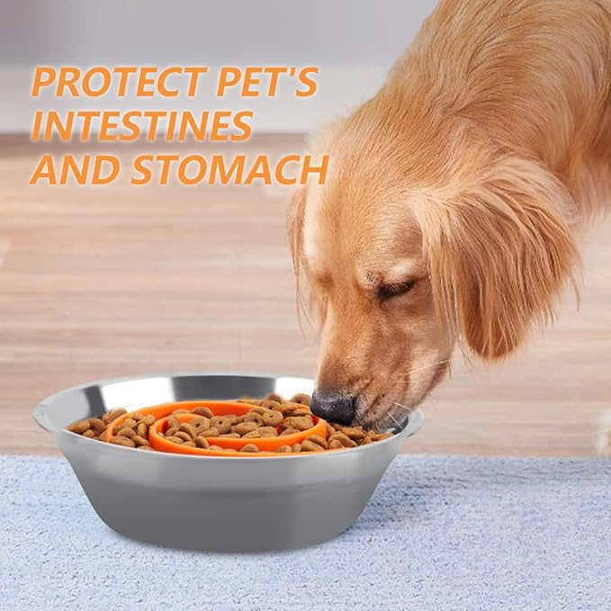 Slow Feeder Dog Bowls Insert, Animire Soft Silicone Slow Eating Dog Food Bowl for Small, Medium and Large Dogs, Compatible with Regular and Elevated Bowls