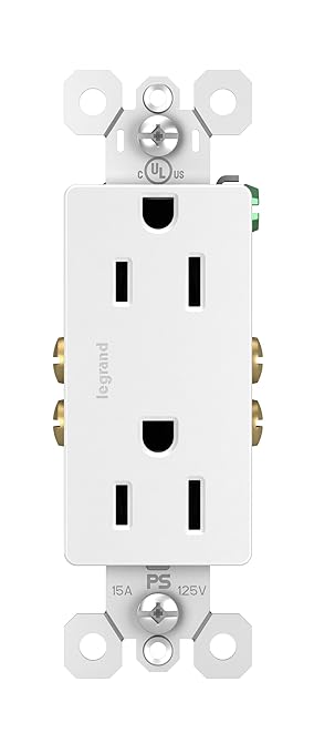 Legrand radiant 885WCC21 15 Amp Decorator Duplex Outlet, Side Wire or Push Wire, White (1 Count)