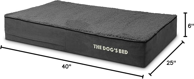 The Dog’s Bed Orthopedic Memory Foam Dog Bed, Large Grey Plush, Pain Relief for Arthritis, Hip & Elbow Dysplasia, Post Surgery, Lameness, Supportive, Waterproof Washable Cover, Veterinary Approved