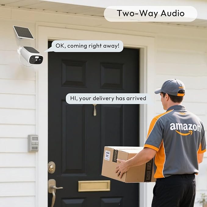 2pc 2.4G/5G WiFi Cameras for Home Security with Double Solar Panels,2K Solar Security Cameras Wireless Outdoor, Color Night Vision,2-Way Talk,Spotlight, Siren,IP66, Cloud/SD, AI Detection, W/Alexa